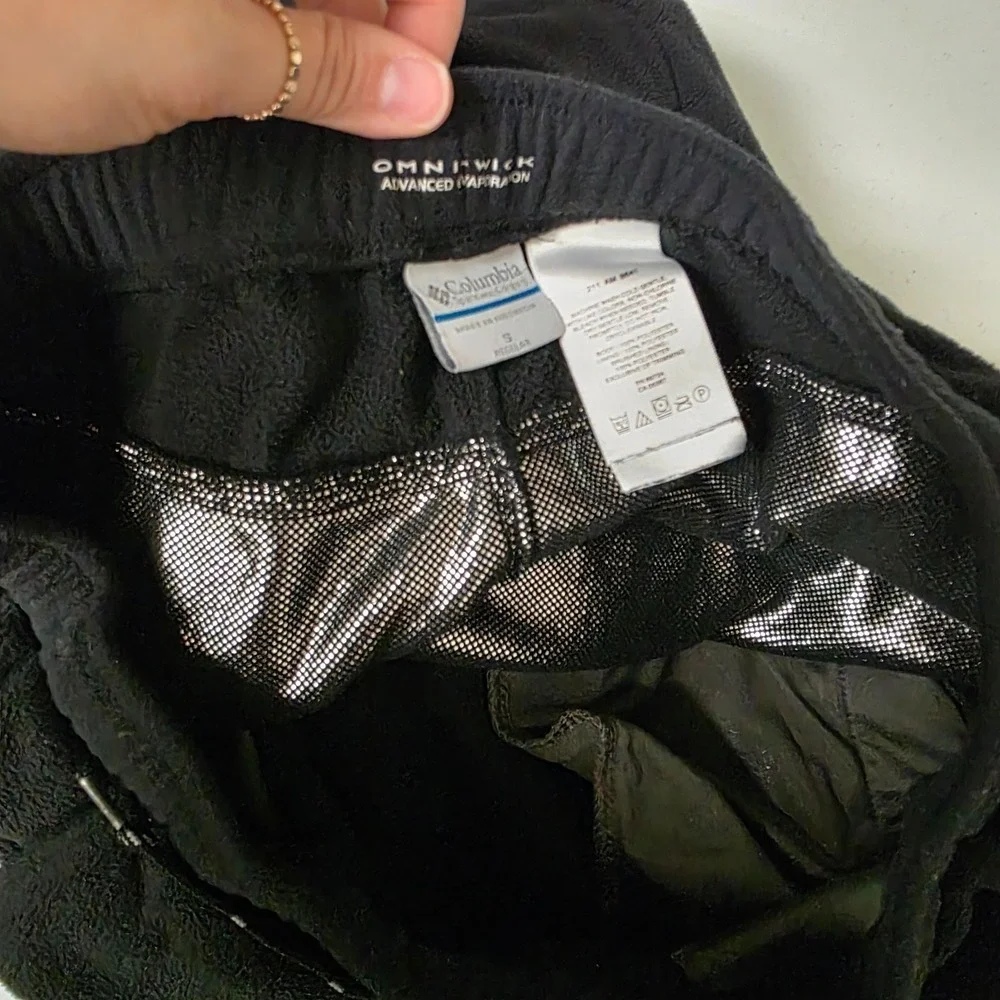 Columbia Mens Omni-wick Fleece‎ Lined Hiking Pants Size S Black Pull On Elastic
